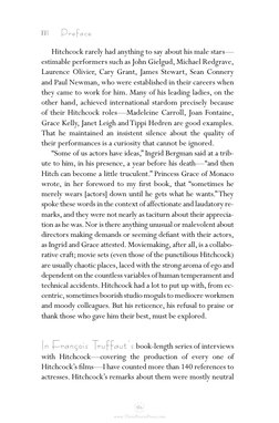 Hitchcock rarely had anything to say about his male stars—
estimable performers such as John Gielgud, Michael Redgrave,
Laure