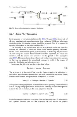 7.4.1
Aspen Plus® Simulation
In the example of extractive distillation (Gil 2003; Uyazan 2006), the recycle of
glycerol speci