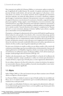 2 | Economía del sector público
Para comenzar este análisis de la Finanzas Públicas, es conveniente explicar en primer lu-
ga