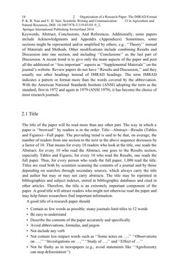 14
2
Organization of a Research Paper: The IMRAD Format
P. K. R. Nair and V. D. Nair, Scientific Writing and Communication
13