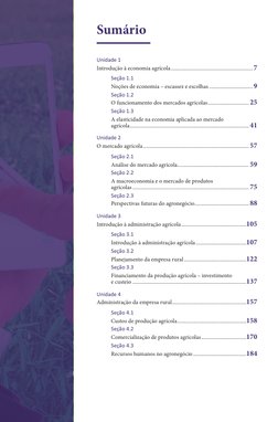 Sumário
Unidade 1
Introdução à economia agrícola��������������������������������������������������������������7
Seção 1.1
No