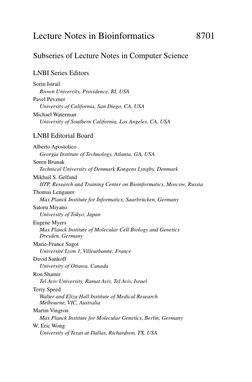 Lecture Notes in Bioinformatics
8701
Subseries of Lecture Notes in Computer Science
LNBI Series Editors
Sorin Istrail
Brown U