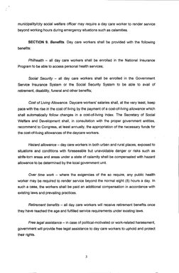 municipality/city social welfare officer may require a day care worker to render service 
beyond working hours during emergen