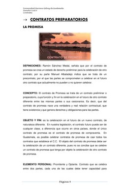 Universidad Mariano Gálvez de Guatemala 
Derecho Civil V 
Contratos 
 
  
Página 4  
 
 
 CONTRATOS PREPARATORIOS 
  
LA PRO