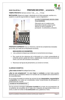 EQUIPO ACADÉMICO-PEDAGÓGICO LENGUA CASTELLANA  GRADO 10° 
Página 5 
 
GUÍA-TALLER No 1                 “PREPARO MI ICFES” _