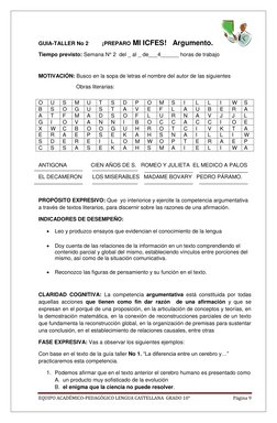 EQUIPO ACADÉMICO-PEDAGÓGICO LENGUA CASTELLANA  GRADO 10° 
Página 9 
 
GUIA-TALLER No 2         ¡PREPARO MI ICFES!   Argumento