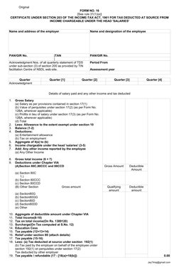 Form 16: Income Tax Certificate Template | PDF | Salary | Tax Deduction