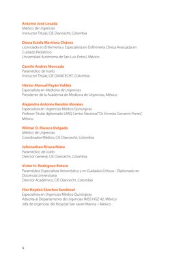 Antonio José Losada
Médico de Urgencias
Instructor Titular, CIE Diancecht, Colombia
Diana Estela Martínez Chávez
Licenciado e