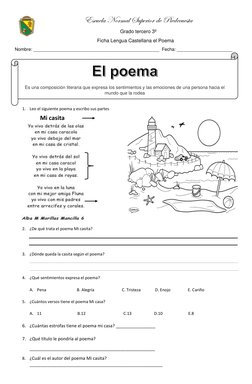 Escuela Normal Superior de Piedecuesta 
Grado tercero 3º 
              Ficha Lengua Castellana el Poema  
Nombre: __________