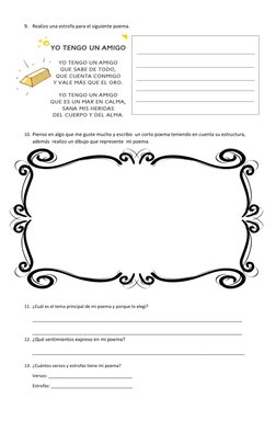 9. Realizo una estrofa para el siguiente poema. 
 
                    
 
 
 
  
 
 
 
 
10. Pienso en algo que me