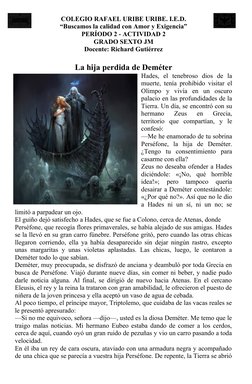 COLEGIO RAFAEL URIBE URIBE. I.E.D.
“Buscamos la calidad con Amor y Exigencia”
PERÍODO 2 - ACTIVIDAD 2
GRADO SEXTO JM
Docente: