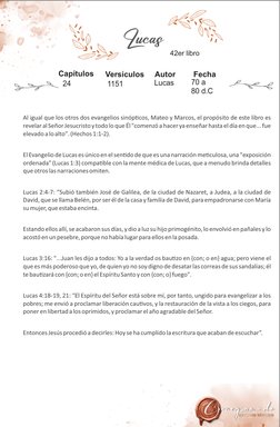 Al igual que los otros dos evangelios sinópƟcos, Mateo y Marcos, el propósito de este libro es
revelar al Señor Jesucristo y