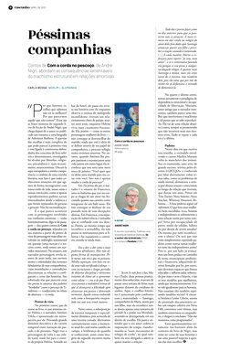 Péssimas 
companhias
Contos de Com a corda no pescoço, de André  
Nigri, abordam as consequências lamentáveis  
do machismo e