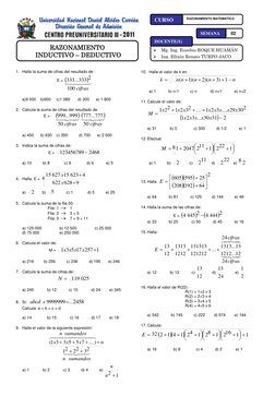 1. Halla la suma de cifras del resultado de : 
E = 




cifras
100
2
333
...
333
 
 
a)9 000