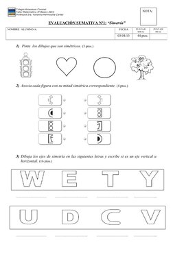 Colegio Amanecer Coronel
Taller Matemática 4º Básico 2013
Profesora Sra. Yohanna Hermosilla Cartes
 EVALUACIÓN SUMATIVA Nº1: