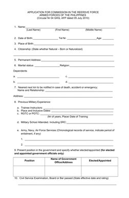 AFP Reserve Force Commission Requirements | PDF | Military Discharge ...
