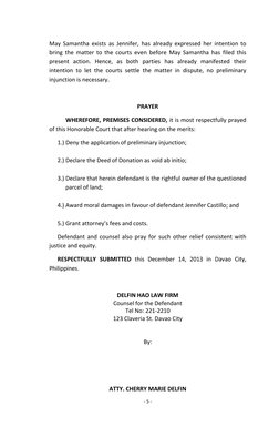 - 5 - 
 
May Samantha exists as Jennifer, has already expressed her intention to 
bring the matter to the courts even before