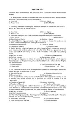 PRACTICE TEST
Direction: Read and examine the sentences then choose the letter of the correct
answer.
 1. It refers to the de
