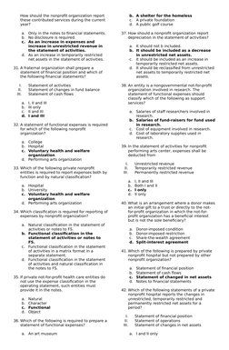 How should the nonprofit organization report 
these contributed services during the current 
year?
a.
Only in the notes to fi