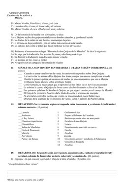Colegio Cordillera
Excelencia Académica
           Molina.
B) Maese Nicolás, Pero Pérez, el ama, y el cura
C) Una doncella