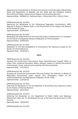 Approving the Amendments to Sections 23.2 and 24.2 of the Revised Implementing
Rules  and  Regulations  of  Republic  Act  No