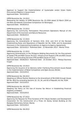 Approval  to  Support  the  Implementation  of  Sustainable  and/or  Green  Public
Procurement Regime in Government
Approved