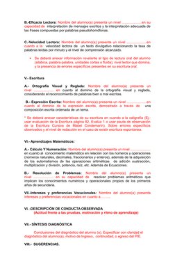B.-Eficacia Lectora: Nombre del alumno(a) presenta un nivel .....................en su
capacidad de  interpretación de mensaj