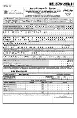 Annual Income Tax Return 1702-EX Form | PDF | Cost Of Goods Sold | Tax ...