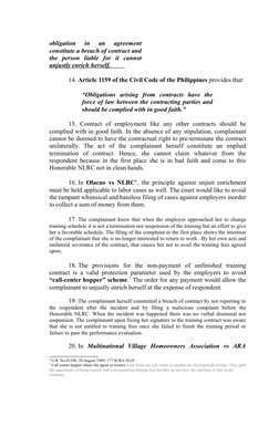 obligation  in  an  agreement
constitute a breach of contract and
the  person  liable  for  it  cannot
unjustly enrich hersel