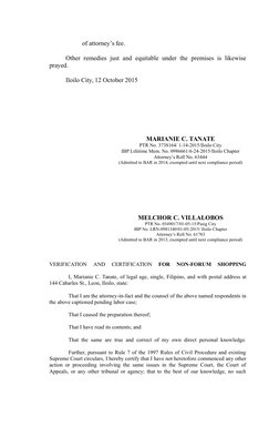 of attorney’s fee.
Other remedies just and equitable under the premises is likewise
prayed.
Iloilo City, 12 October 2015
MARI