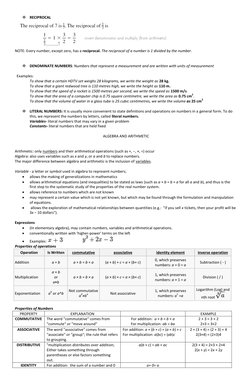  RECIPROCAL 
 
NOTE: Every number, except zero, has a reciprocal. The reciprocal of a number is 1 divided by the number.