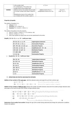 is the number itself. 
For multiplication: The product of a 
number and 0 is the number itself. 
a * 1= a 
INVERSE 
Additive