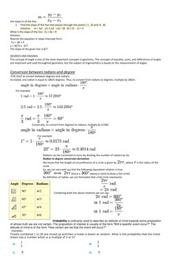 the slope m of the line: 
 
1. Find the slope of the line that passes through the points (-1 , 0) and (3 , 8).  
Solution: