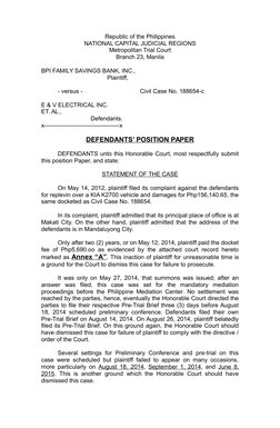Republic of the Philippines
NATIONAL CAPITAL JUDICIAL REGIONS
Metropolitan Trial Court
Branch 23, Manila
BPI FAMILY SAVINGS B