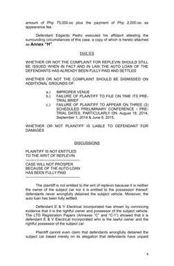 amount  of  Php  75,000.oo  plus  the  payment  of  Php  2,000.oo  as
appearance fee.
Defendant  Edgardo  Pedro  executed  hi