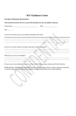 Interview Questions For Intake Counseling Intake Interview Questions | PDF | Finance & Money Management