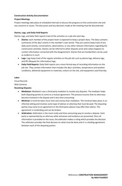 Reference: CONSTRUCTION MANAGEMENT 
By MAX FAJARDO 
Construction Activity Documentation 
Project Meetings 
Project meetings t
