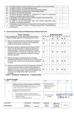Course Title:  
         
CALCULUS I 
Date Effective: 
 
4th  Term 
SY2013-2014 
Date Revised: 
 
 
    April 2014 
 
Pre