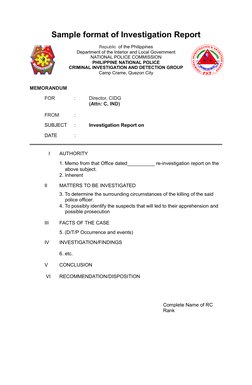 Initial Report Example Pnp PNP Incident Report Format Guide | PDF | Memorandum | Law Enforcement