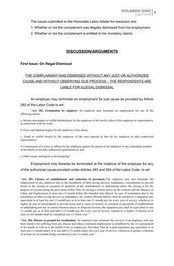 ROLANDO DIAZ
Legal FormS
3
The issues submitted to the Honorable Labor Arbiter for resolution are:
1. Whether or not the comp