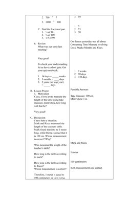 Grade 3 Math Lesson: Unit Conversion | PDF | Yarn | Lesson Plan