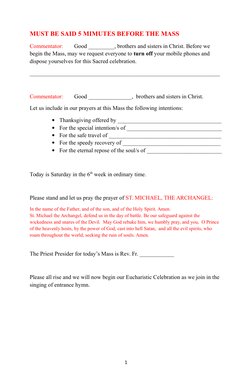 Church Commentator Script Simple English Mass Commentator Guide | PDF | Mass (Liturgy) | Eucharist