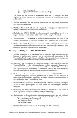 Draft MOA for the Ormoc City North Transport Terminal with Robinsons | Committee on Laws and Ordinances 
 
f) 
Drop-off Area;