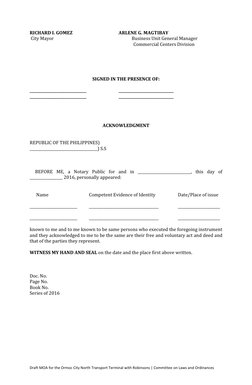 Draft MOA for the Ormoc City North Transport Terminal with Robinsons | Committee on Laws and Ordinances 
RICHARD I. GOMEZ