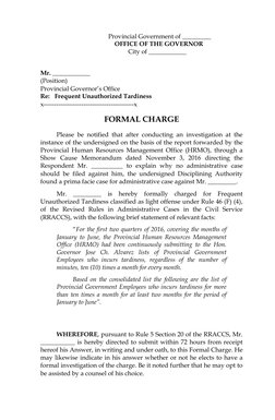 Formal Charge for Unauthorized Tardiness | PDF
