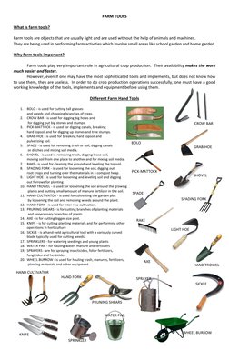 20 Essential Farm Tools and Uses | PDF | Agronomy | Environmental Design