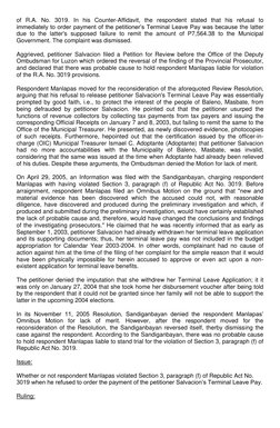 of R.A. No. 3019. In his Counter-Affidavit, the respondent stated that his refusal to
immediately to order payment of the p