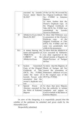 2 
 
 
 
In view of the foregoing, it is respectfully prayed that the 
exhibits of the petitioner be admitted and given credi