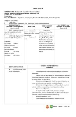 D5LR IV Fluid: Uses and Indications | PDF | Electrolyte | Intravenous ...