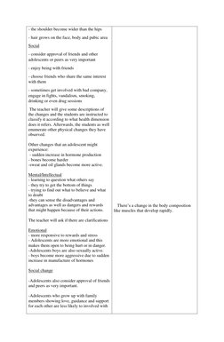 - the shoulder become wider than the hips 
- hair grows on the face, body and pubic area 
Social 
- consider approval of frie